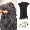 Orientdreads Loc Extensions Human Hair with Curly Ends, Handmade Dreadlock Extensions Human Hair Can be Dyed and Bleached (8 Inch 0.6cm 40 Strands #Nature Black)