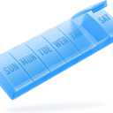 Barhon Pill Organizer Large, Weekly Pills Organizer Pill Box, Medicine Pill Organizer Travel, 7 Day Pill Case for Big Vitamin Supplements Fish Oil, Blue