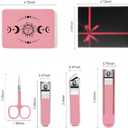 6-Piece Nail Clipper Set with Nail File, Tweezers and ingrown toenail Removal kit Travel Nail kit for Men and Women (Moon Pink)