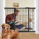 40.9"-54.7" Wide Baby Gate for Doorways Stairs, 30 in Tall Dog Gates with Door No Drill, Auto Close Child Safety Gate for Kid Doggie Cat Proof, Large Long Dog Barrier Indoor Hallways House, Black