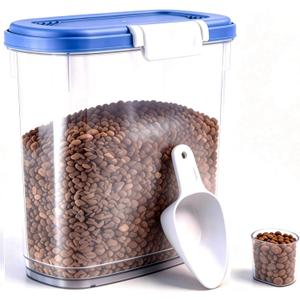10-15 Lbs Dog Food Storage Container Airtight - Slim Pet Cat Food Container with Lid, Scoop and Cup - Clear Plastic Dry Food Storage Bin for Dogs, Cats, Bird Seeds, Kibble, Pellets, Rice, Flour