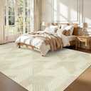 Area Rugs 8x10 for Living Room, Washable Geometric Beige Rug | Modern Non Slip Carpet for Bedroom, Dining Room, Home Office, Stain Resistant, Water Repellent, Pet Friendly, Soft Low Pile