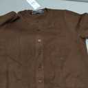 Trendy Queen Cropped Short Sleeve Cardigan Sweaters for Women Summer Lightweight Spring Outfits Y2k Fashion Clothes 2026 (Medium, Chocolate Brown)