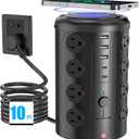 Surge Protector Power Strip,Desk Charging Station with 15W Wireless Charger, Multiple Outlets Charging Station with 16 AC Outlets & 5 USB (2 USB C) Port, for Home, Office, Dorm Room (10FT)