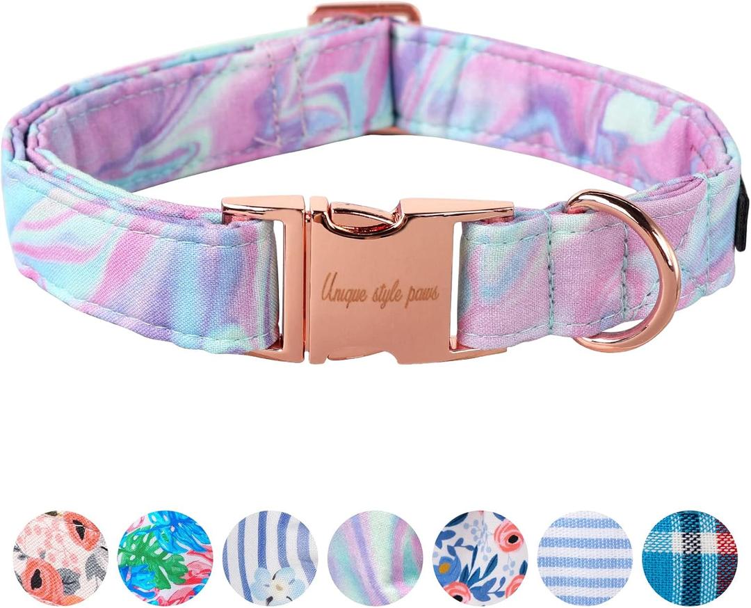 Unique style paws Dog Collar Metal Buckle Purple Blending Collar Gift Durable Cute Collar for Small Medium Large Boys Girls Dogs (XL)