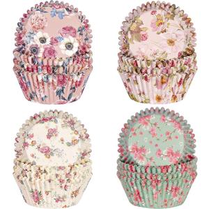 Floral Standard Cupcake Liners 400 Count Paper Baking Cups Disposable Cupcake Wrappers for Wedding and Party Baking Supplies