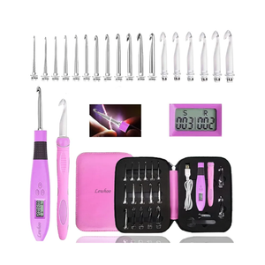 18 Size Counting Light Up Crochet Hook,Digital Crochet Hooks with Stitch Counter,Lighted Metal Crochet Needle with Case