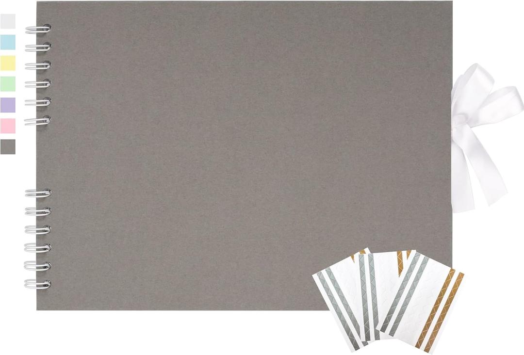 3 x Scrapbook Photo Album 40 Pages Scrap Book Memory Book 8.5 x 11.5 inch Guest Book Scrapbook, Baby Shower Gifts, Valentines, Engagement Gifts (Grey)
