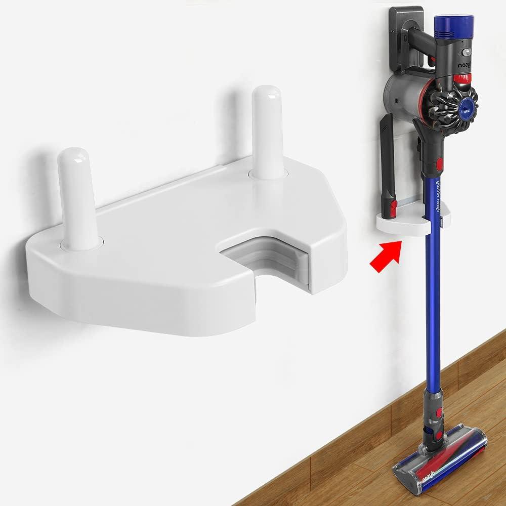 Universal Vacuum Wall Mount Bracket Compatible with Dyson V8, V7, V6 and Other Brands (4.2-4.96 Inch Handheld) - White Plastic Mounting Bracket