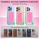 3 x 2 Pack Silicone Suction Cup Phone Case Mount Double-Sided, Hands-Free Strong Grip Holder for iPhone and Android, Sticky Phone Stand for Selfies and Videos, Neon Pink+Transparent