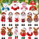 Skylety 16 Pcs Christmas Tree Plush Ornaments Santa Snowman Bear Christmas Tree Decorations Xmas Pendants Elk Snowman Bell Hanging Plush Doll Ornaments for Home Indoor Festival Season Party Decor Gift