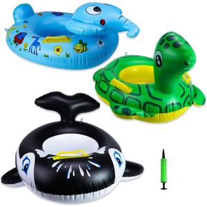 24" 3 Pack Pool Inflatable Floats for Kids, Elephant Tortoise Shark Swim Floats Tube Rings,Swimming Rings for Kids, Fun Animal Floats for Summer Beach Party