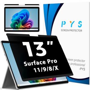 PYS Magnetic Privacy Screen for Surface Pro 11 13inch 2024 - Easy Install & Detach, Scratch Resistant, Anti-Glare Protector compatible with Microsoft Surface Pro 10/9/8/X