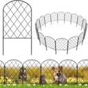 20 Pack No Dig Decorative Garden Fence, 17" H x 21ft Total, Rustproof Metal Animal Barrier Fence for Dogs & Rabbits, Arched Iron Border Edging for Large Flower Bed, Yard & Lawn