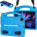 FIREVASE Kids Case for iPad Air 4th/5th Generation 10.9 Inch 2020/2022 & iPad Pro 11 Inch 2022/2021/2020/2018, Durable Shockproof iPad Air 5/4 Case, iPad Pro 11 Case with Shoulder Strap (Blue)