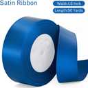 3 x Blue Ribbon 1-1/2 inch Royal Blue Satin Fabric Ribbon 50 Yards for Craft Wrapping Flower Bouquet Hair Bow Making Wedding Invitations Party Decoration