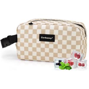 Cerbonny Small Cooler Bag Freezable Lunch Bag for Work School Travel,Small Lunch Bag,insulated snack bag For Adults/Kids,Mini Cooler,Lunch bag small Fit For YogurtKhaki Checkerboard