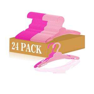 24 Pcs Doll Clothes Hangers for 18-Inch Dolls - Non-Slip, Space-Saving Wardrobe Accessories for Doll Gowns & Outfits (Pink&Rose red)
