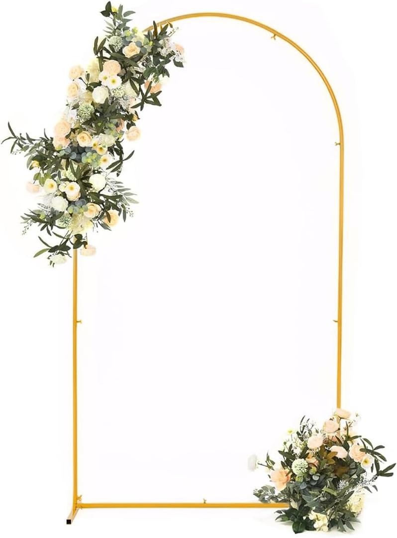Vincidern 7.2 ft Balloon Arch Backdrop Stand Gold, Wedding Arch for Birthday Party, Bridal Baby Showers, Wedding Ceremony Arch Frame Metal