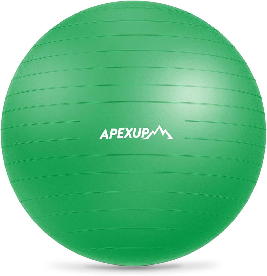 APEXUP Yoga Ball Exercise Ball Anti Slip Heavy Duty for Fitness, Balance & Core Workout (L (23"~26") 65cm, Dark Green)