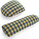 Tailors Ham and Seam Roll Set, Solid Linen and Doll Cotton Pressing Ham, Professional Tailor's Ham for Ironing Sewing Collars, Darts, Sleeve, Curved Seams, Blue and Yellow Plaid