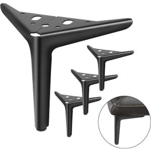 6 inch Furniture Legs, Black Metal Legs for Furniture Set of 4, Modern Triangle Legs for Couch Sofa Dresser Cabinet Chair Table Bed Replacement(Black)