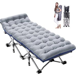 ABORON Camping Cot for Adult 28" Extra Wide, Heavy-Duty 1200D Oxford Cot for Sleeping, Portable Folding Camp Bed with Mat & Carry Bag, 75" x 28"