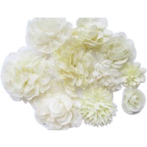 YYCRAFT 15pcs Ivory Chiffon Flower for Girls Headband Baby Flowers Bows, Crafts, Party Decoration (2"-4.5")