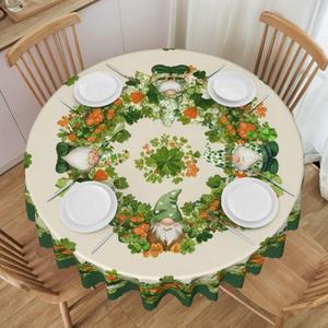 St. Patrick's Day Round Tablecloth 60 Inch Polyester Washable Table Cover Home Decor for Kitchen Dining Party Picnic