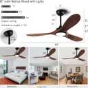42Ceiling Fans with Light and Remote Control, Lighted Wooden Ceiling Fan Noiseless Reversible DC Motor with 3 Blades for Farmhouse, Living Room, Office, Indoor Outdoor (Black + Walnut)