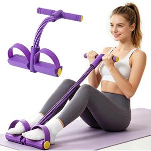 Pedal Resistance Band with Handle, 6-Tubes Tesistance Bands with Handles, Natural Rubber Foot Pedal Resistance Band, Multifunctional Exercise Bands for Abdomen, Waist, Arm, Leg