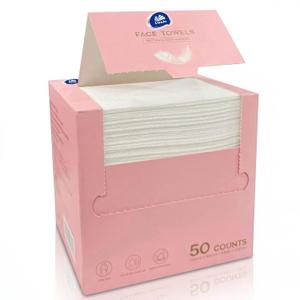 Vinda Clean Face Towels Disposable - Makeup Remover Wipes Sensitive Skin - Dry Face Wipes for Women Men Cleansing - Face Wash Cloths with XL Size - 50 Count