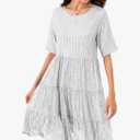 Sequin Babydoll Summer Dress，Sparkly Glitter Dress Short Flowy Tiered Tunic Dress for Women Party Club Night M