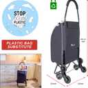 Dbest Products Trolley Dolly Sport Stair Climber Foldable Grocery Cart on Wheels Multi Use Rolling Cart with Removable Bag, Hand Truck Dolly Function, and Stair Climbing Wheels, Black