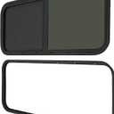 RV Window 42" W x 22" H Horizontal/Vertical Sliding Glass Window with Screen Window, High Privacy Black RV Camper Window Trailer Slider Window Replacement