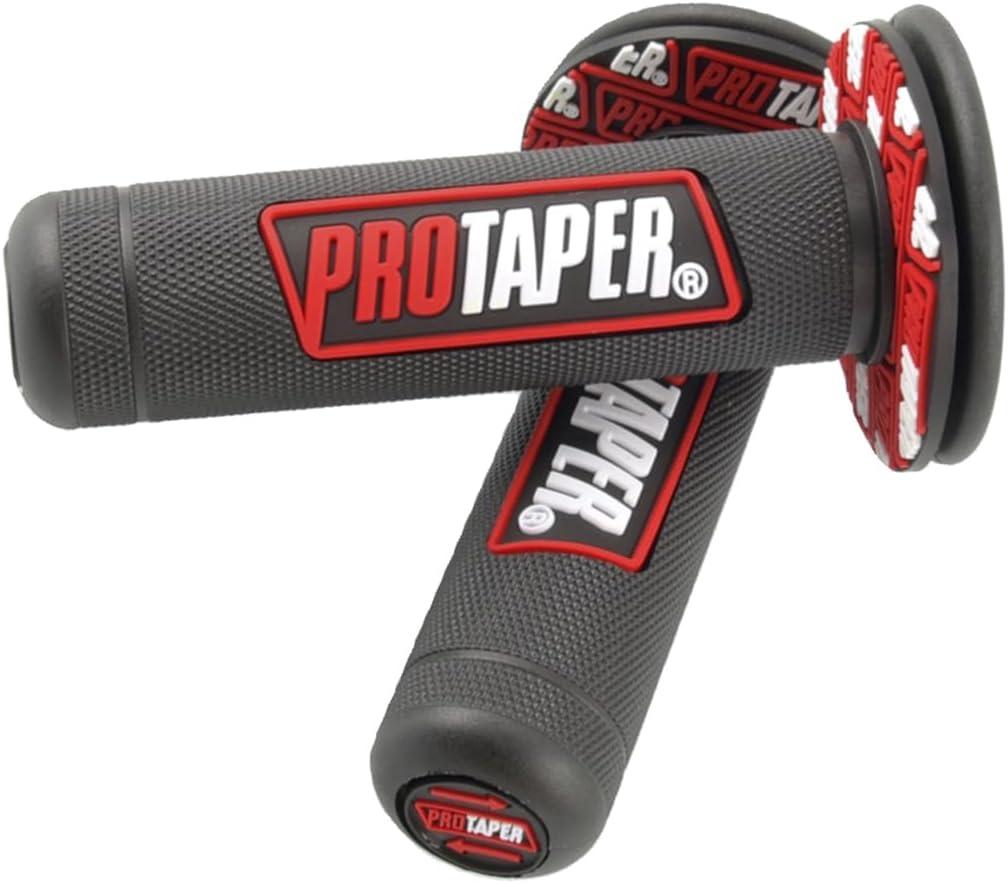 '7/8'' Motorcross Handle Grips Dirt Bike 22mm 24mm Truster Grips Motorcycle Ergonomic Bar End Non Slip Grip Gel Gep Scooter Cruiser Racing Mountain' (Pro taper, Black Red)