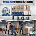 8 Inch Pneumatic Casters Wheels, Heavy Duty Casters Set of 4 with Brake, 1000 lbs Capacity, Locking Swivel Rubber Caster, Outdoor Caster Wheels for Workbench, Cart, Trolley and Wagon