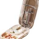 E Chu Pill Cutter, Adjustable Pill Cutter and Splitter for Multiple Pills, Portable 1/2 1/4 Splitter Popper for Multiple Pills, Accurate Centering Alignment Device (Beige, 1/2 + 1/4)