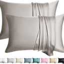 100% Silk Pillow Cases 2 Pack Queen Size Mulberry Silk Pillowcase for Hair and Skin Set of 2 Highest Grade 6A Silk Soft Breathable Cooling with Hidden Zipper, Grey (Gray)