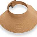 Fumwase Sun Visors for Women Straw Beach Hat Foldable Straw Wide Ponytail Summer Hats Adjustable Cooling Summer Cap for Travel (Khaki)