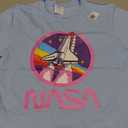 Nerdy NASA Rainbow Rocket Launch Girls Science Teacher T-Shirt, Baby Blue, Medium