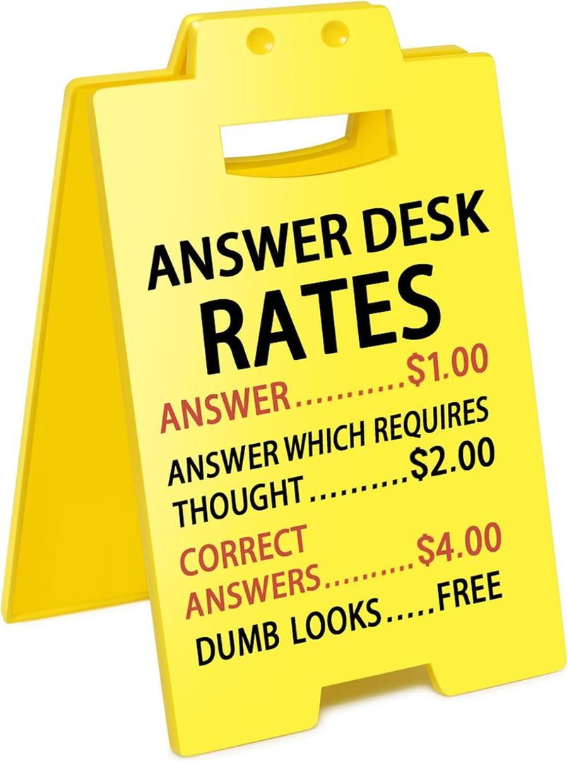 Funny Office Cubicle Decor Answer Desk Rates Desk Sign Team Office Gag Gifts for Coworker Teammate Employee Boss Manager