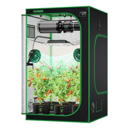 Amazon.com: VIVOSUN S448 4x4 Grow Tent, 48"x48"x80" High Reflective Mylar with Observation Window and Floor Tray for Hydroponics Indoor Plant for VS4000/VSF4300 : Patio, Lawn & Garden