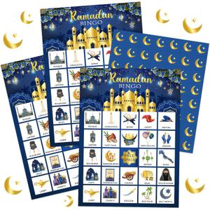 Liliful 35 Pcs Eid Al Adha Bingo Games 24 Players Eid Mubarak Bingo Cards Ramadan Party Favors for Boys Girls Adults Family Classroom Activities Muslim Festival Party Games Supplies