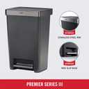 Rubbermaid Premier Series III Step-On Trash Can for Home and Kitchen, with Stainless Steel Rim, 12.4 Gallon, Charcoal, for Home/Kitchen/Garage/Apartment/Office