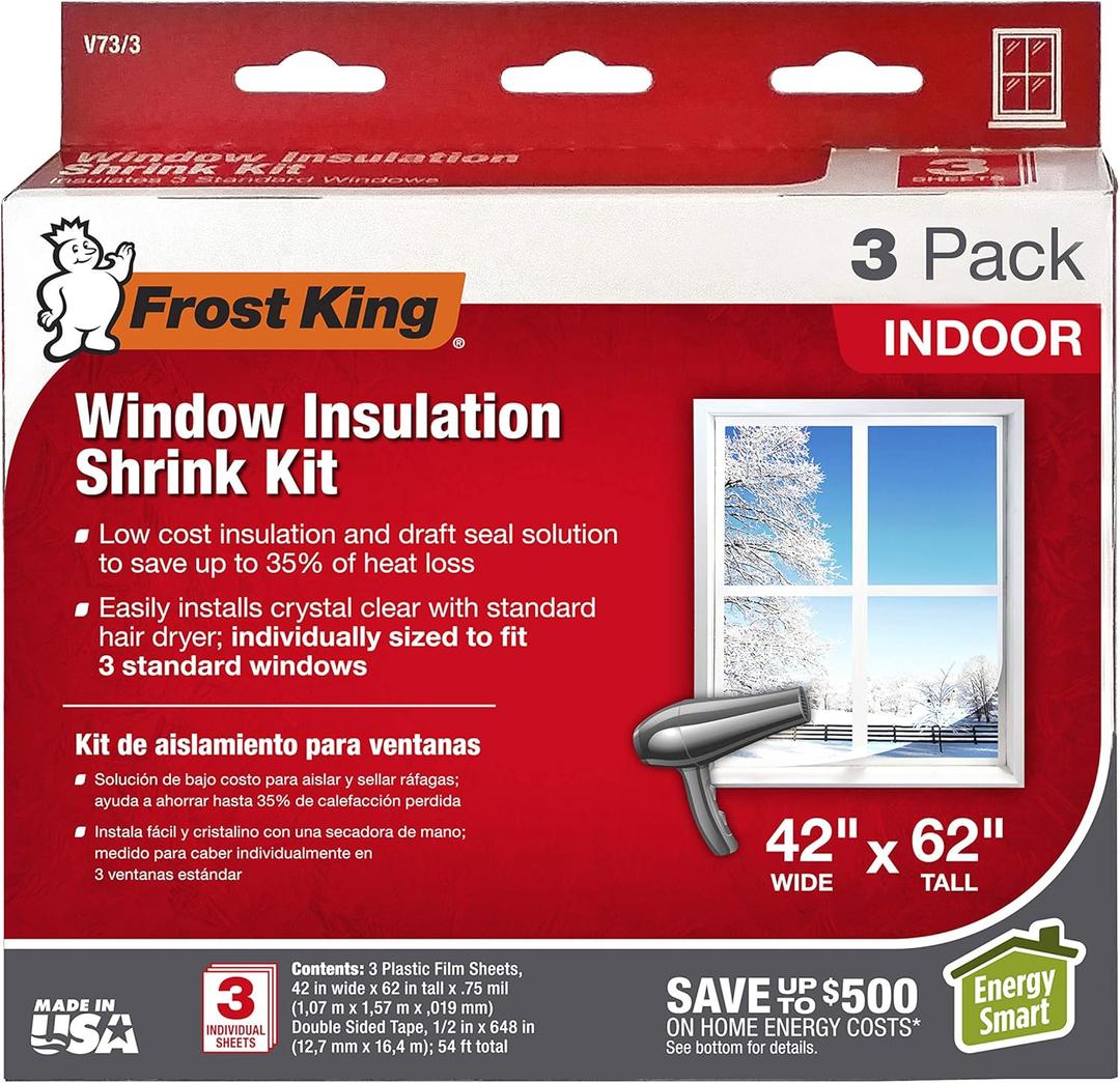Frost King V73/3H Shrink Window Kit, Indoor, 42 x 62 in, 3 pack