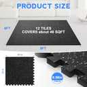 0.56" Thick Rubber Gym Floor Mats, 12 Tiles 48 Sq Ft, Heavy Duty Flooring | Thick Exercise Equipment Flooring Mat for Home Gym, rubber floor mats for Treadmill, Weightlifting & Workout Area, Non-Slip