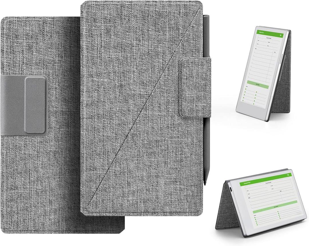 Ayotu Case for Remarkable Paper Pro Move 7.3" with Multi-Angle Stand, 1:1 Fit Smart Folio Cover with Auto Wake/Sleep | Premuin Fabric Cover | Microfiber Lining | Strong Magnet(T-Gray)