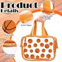 Kacctyen 12 Pcs Basketball Large Clear Toiletry Cosmetic Makeup Bag with Zipper and Handle Cheer Snack Bag Bulk for Team 12 x 9 x 4 Gift Bags Tote Pouch Cheerleading Teammates Party Supplies(Orange)