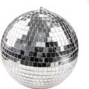 Boshen 10" Disco Mirror Ball with Hanging Ring Silver Party Disco Ball Light for Party Xmas DJ Stage Lighting Effect